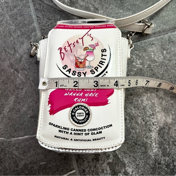 Betsey Johnson White Pink Sassy Spirits Crossbody Bag Girls Just Wanna Have Rum - Picture 5 of 14